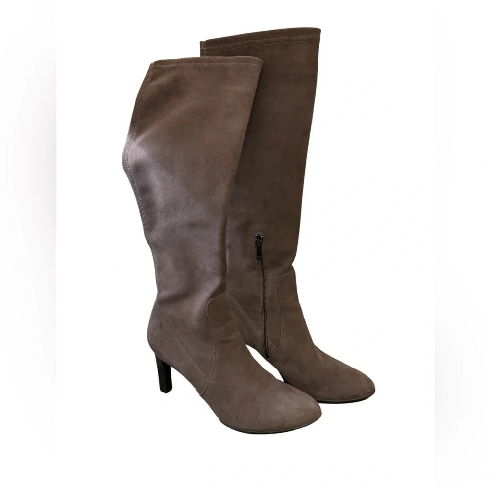 Aquatalia Rhumba Weatherproof Suede Knee-High Boots in Anthracite size 10